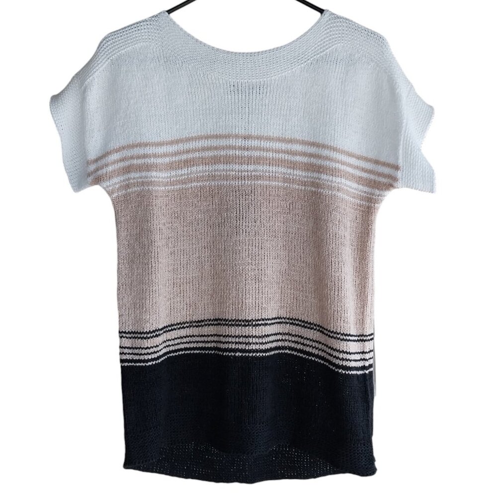 Cable & Gauge Colorblock Short Sleeve Sweater Size Small
